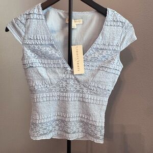 Elegant Blue Lace Women Top